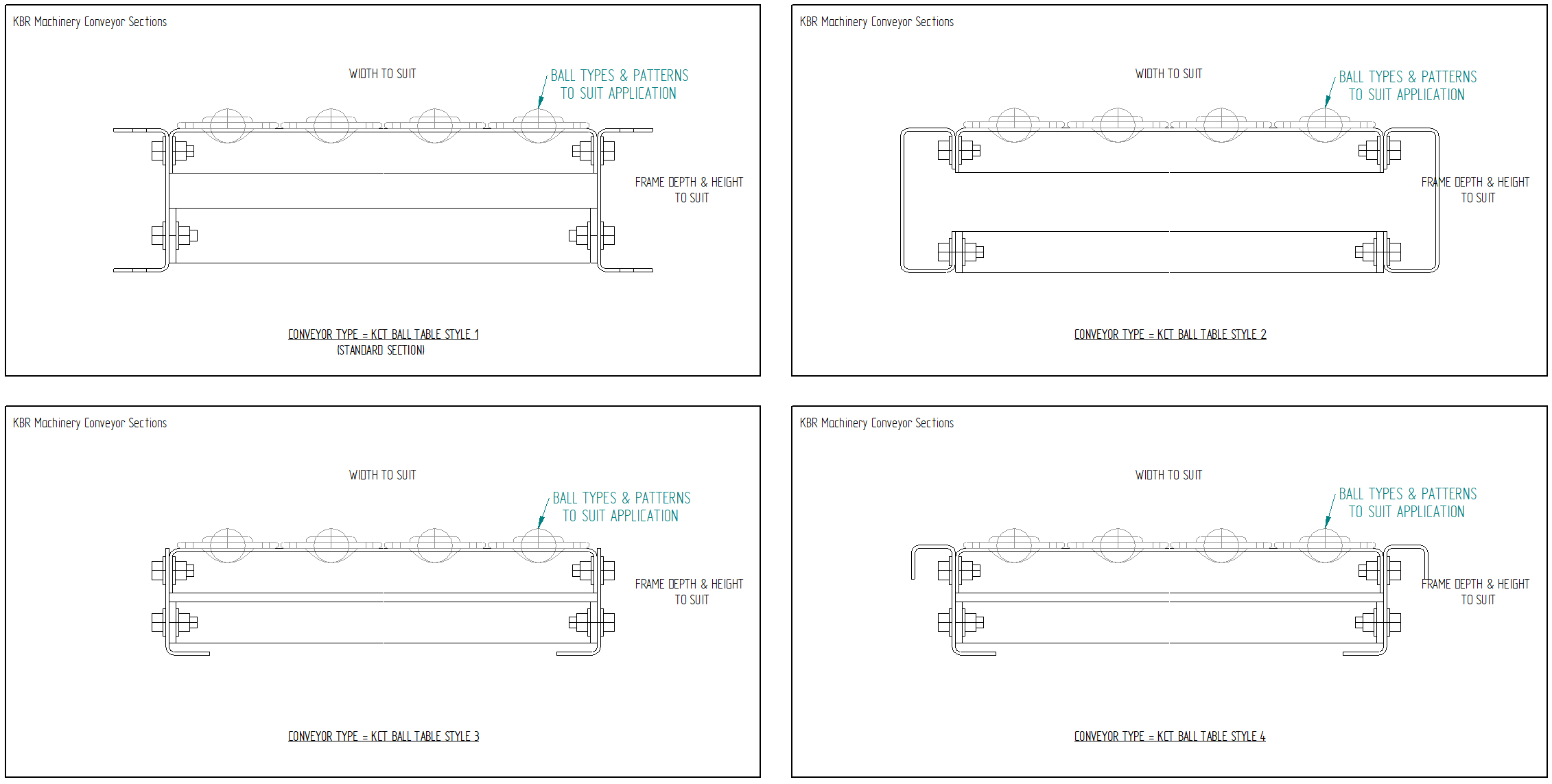 Ball Table Conveyor Types and Frame Drawings