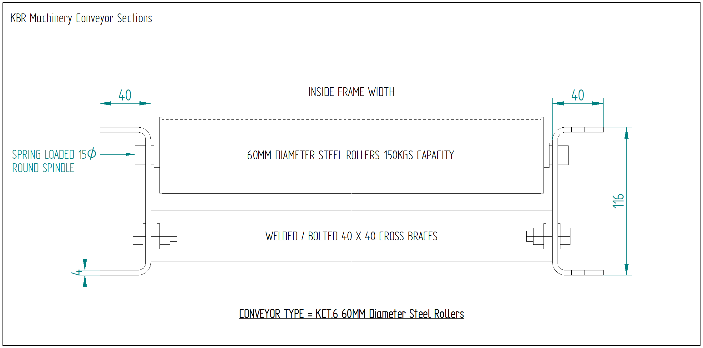 KCT 6 60mm Roller Conveyor Drawing